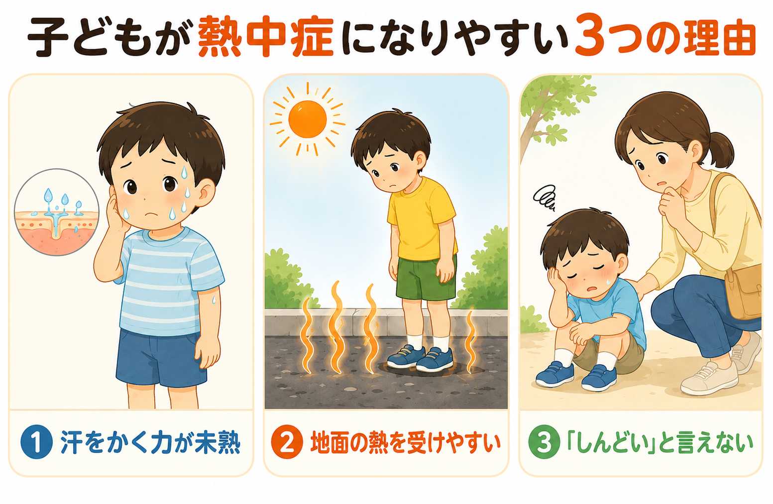 子どもが熱中症になりやすい3つの理由