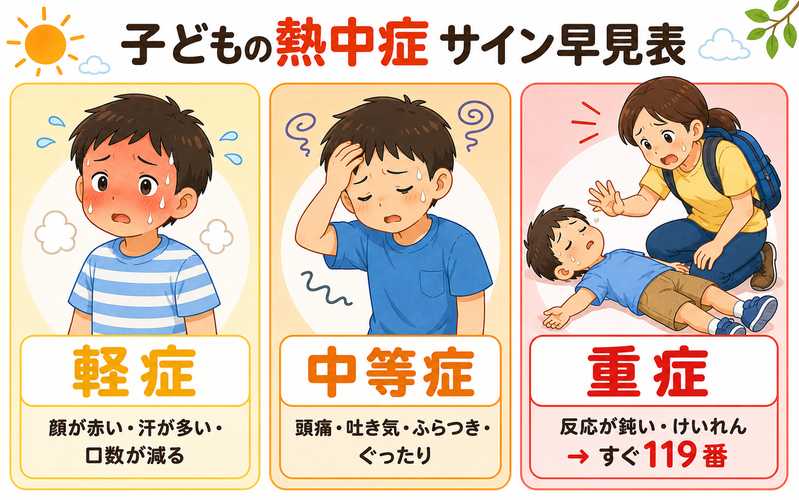 子どもの熱中症 サイン早見表
